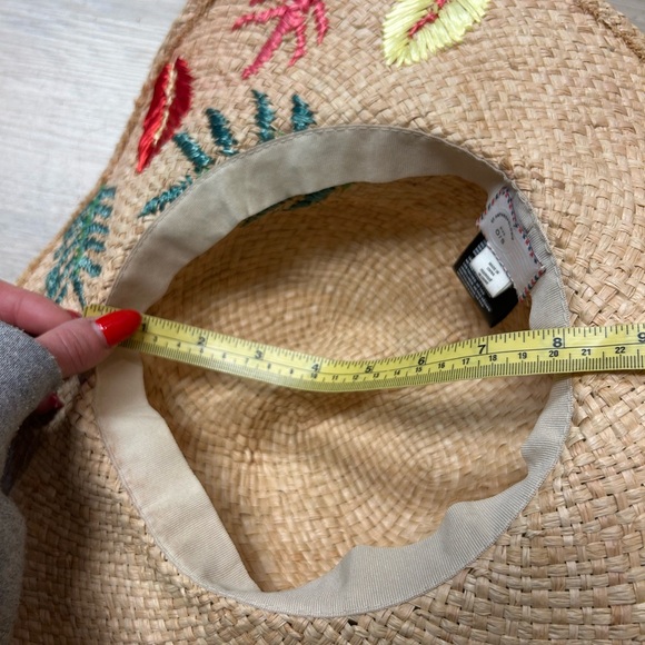 Anthropolgie Straw Hat Embroidered Sun Hat Mother Nature Floppy OS Resort Summer - Picture 8 of 10
